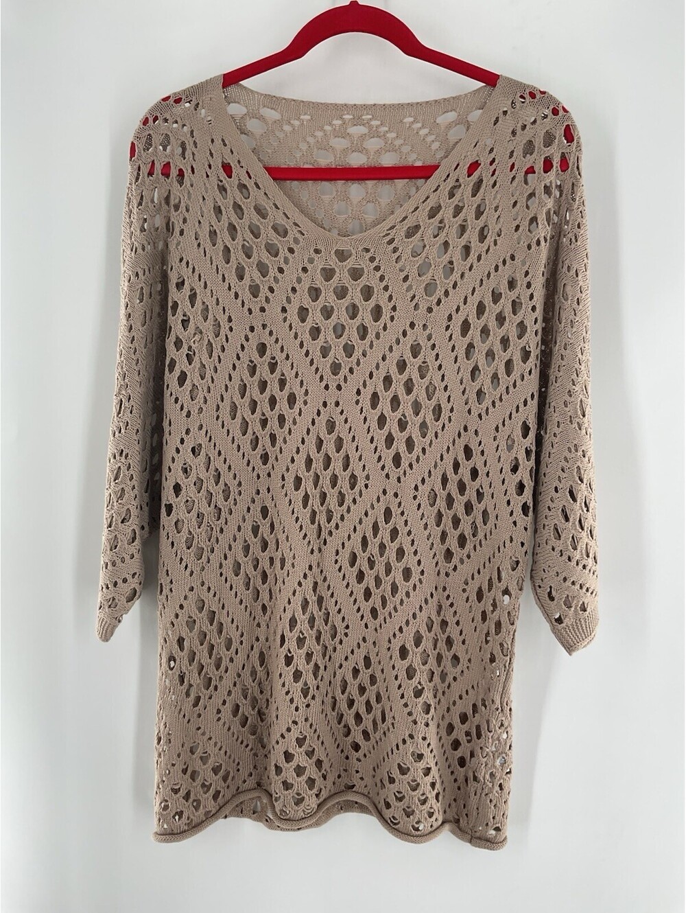 SHEIN Women’s Extra Large Sweater Brown Crochet 129